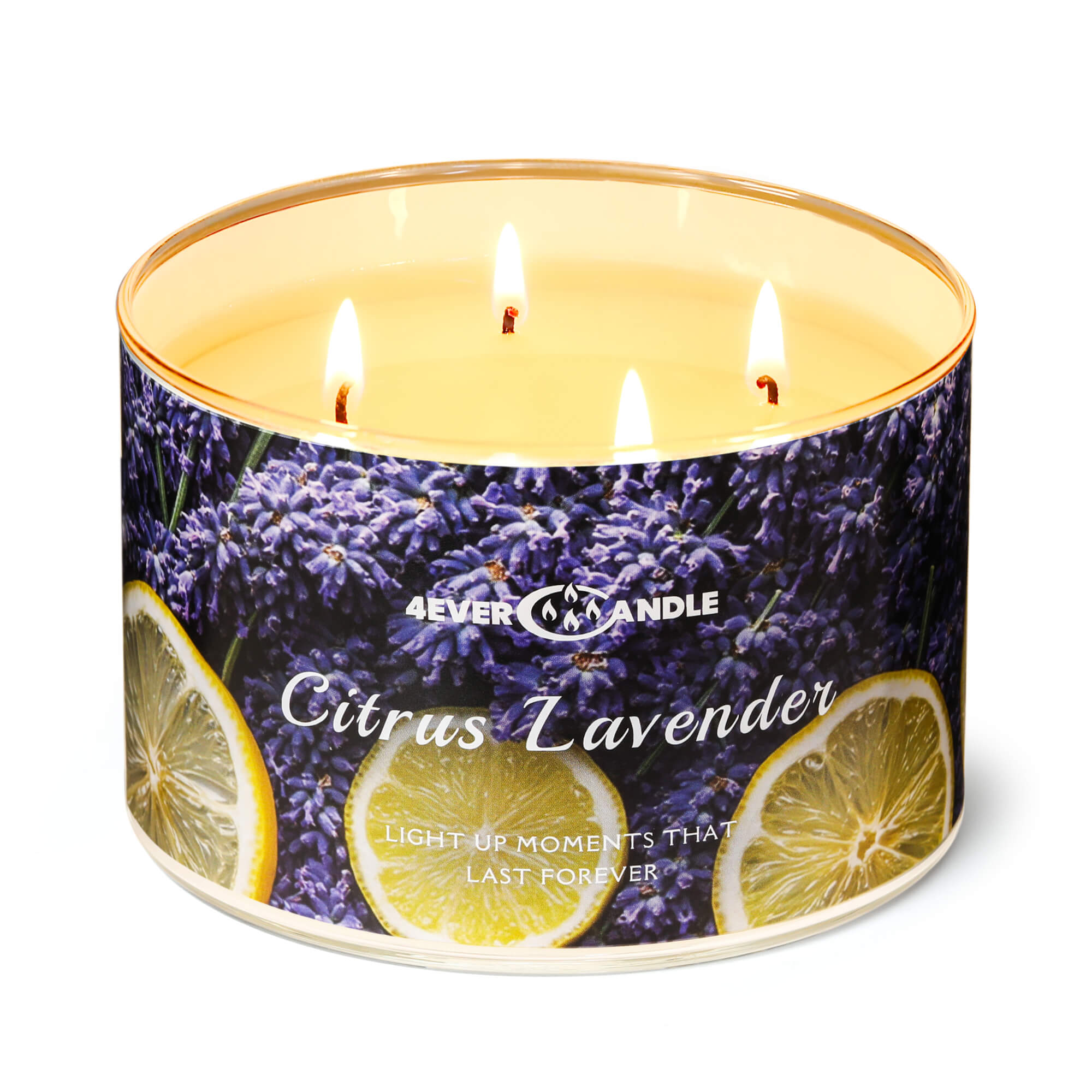 Picture of 4EVER CANDLE Citrus Lavender Scented Candles, 18oz Soy Candles Non Toxic 4-Wick Large Candle Jars, Over 50 Hours of Burning Time, Ideal for Gifting, Events, Home Decor
